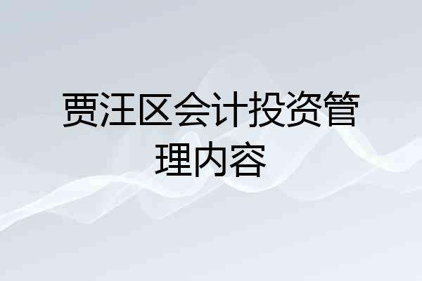 贾汪区会计投资管理内容