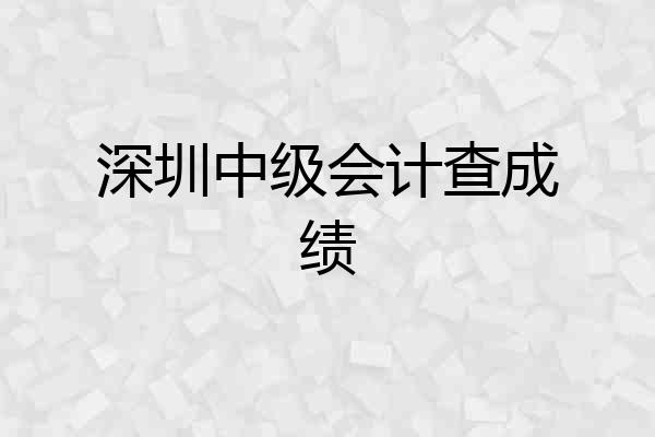 深圳中级会计查成绩