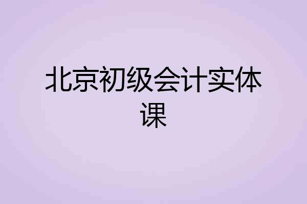 北京初级会计实体课