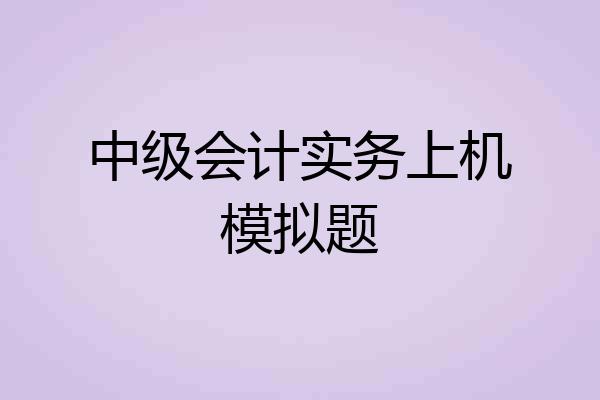 中级会计实务上机模拟题