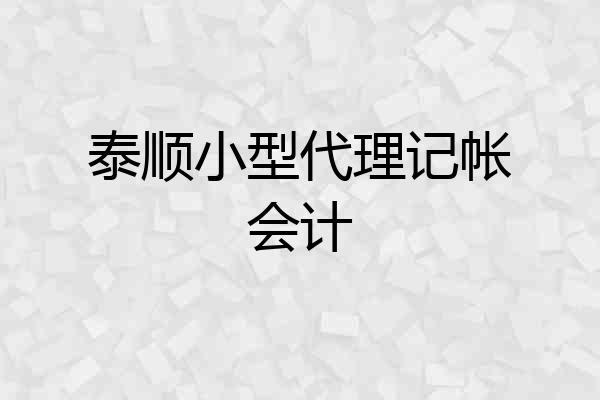 泰顺小型代理记帐会计