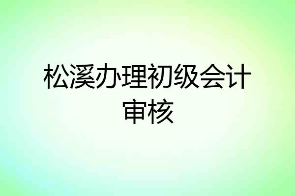 松溪办理初级会计审核