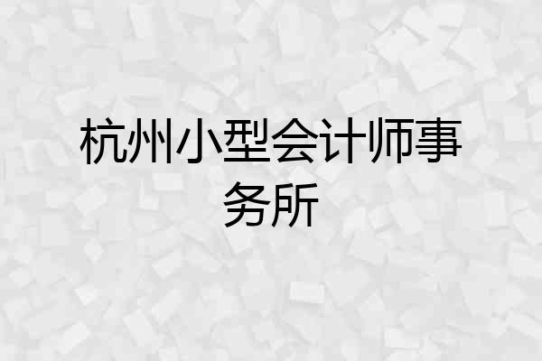 杭州小型会计师事务所