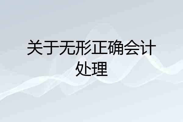 关于无形正确会计处理