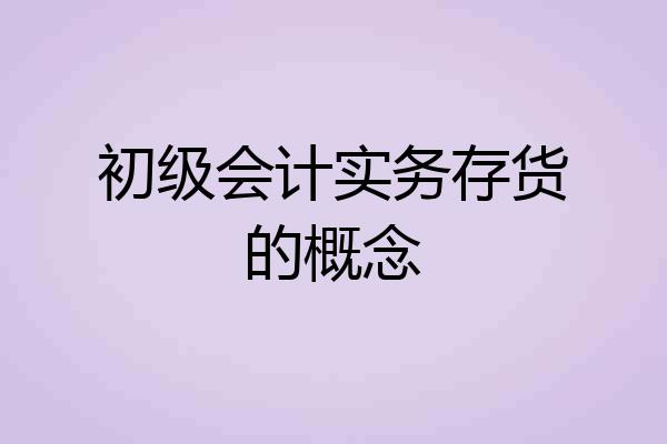 初级会计实务存货的概念