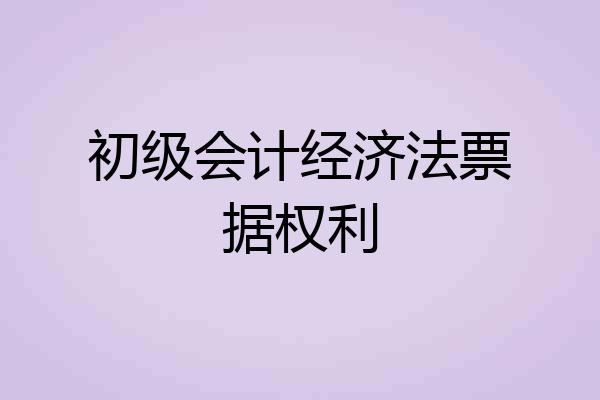 初级会计经济法票据权利