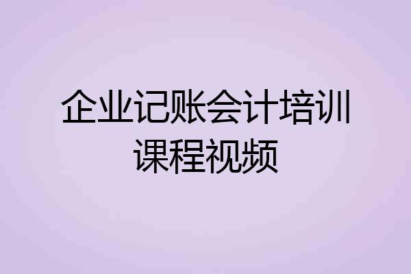 企业记账会计培训课程视频