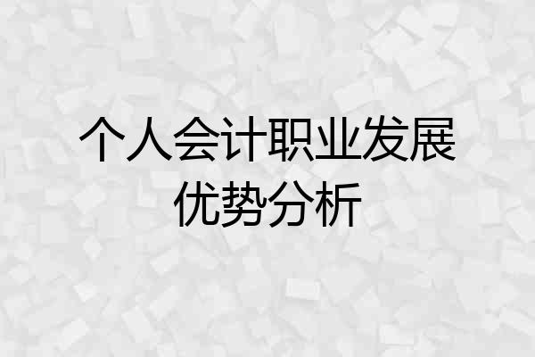 个人会计职业发展优势分析