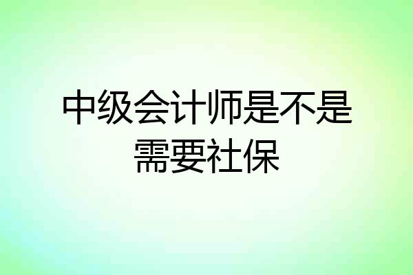 中级会计师是不是需要社保