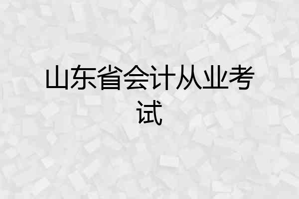 山东省会计从业考试