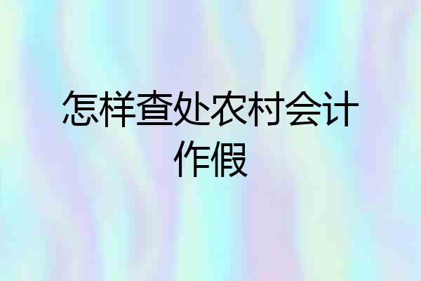 怎样查处农村会计作假