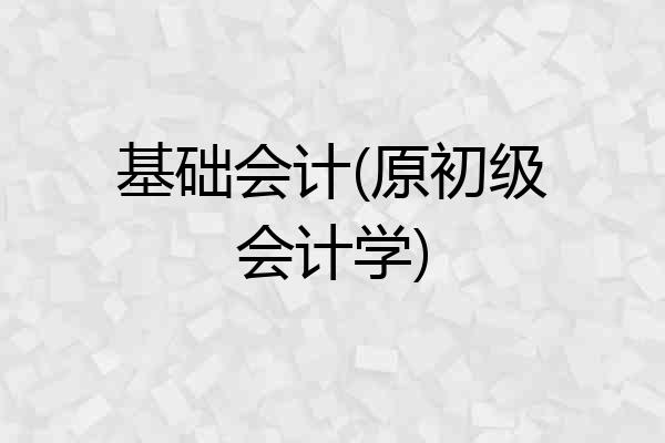 基础会计(原初级会计学)