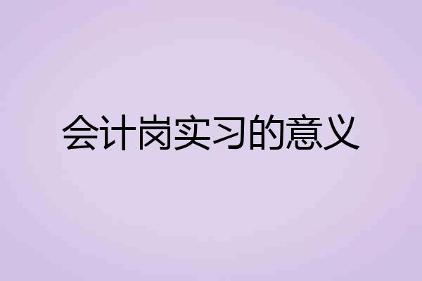 会计岗实习的意义