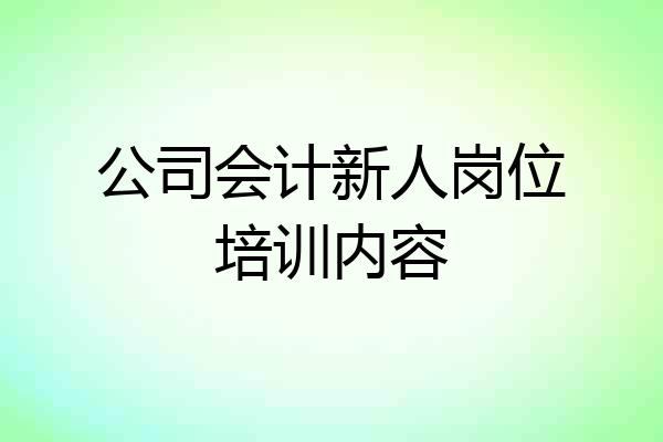 公司会计新人岗位培训内容