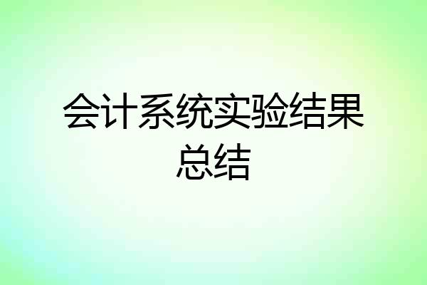 会计系统实验结果总结