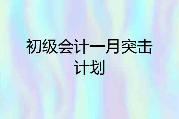 初级会计一月突击计划
