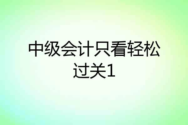 中级会计只看轻松过关1