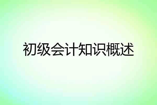 初级会计知识概述