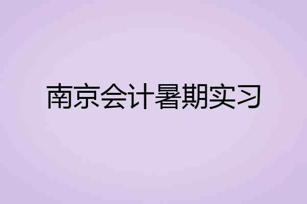南京会计暑期实习