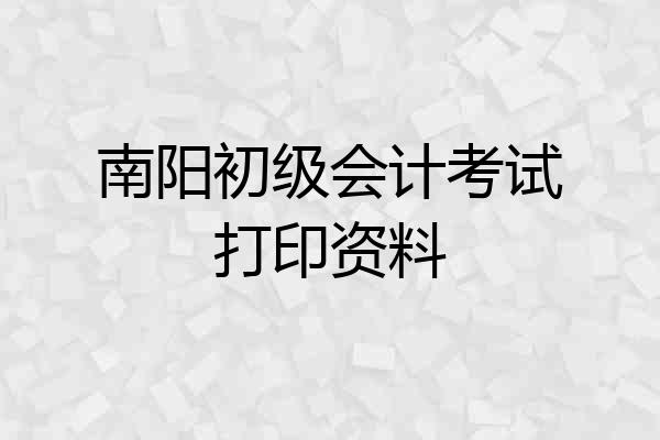 南阳初级会计考试打印资料
