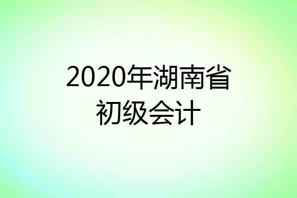2020年湖南省初级会计
