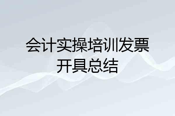 会计实操培训发票开具总结