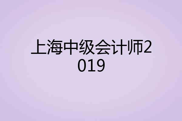 上海中级会计师2019