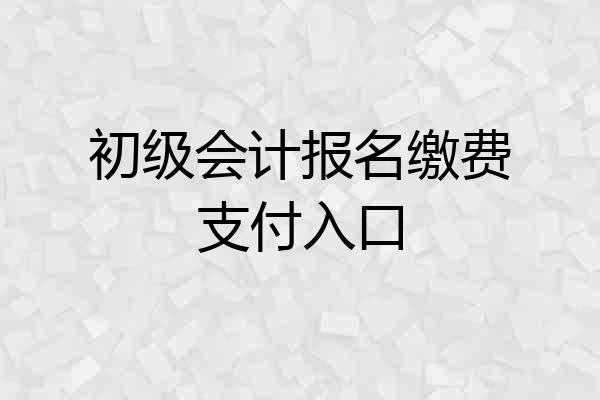 初级会计报名缴费支付入口
