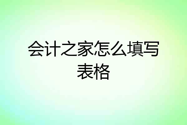 会计之家怎么填写表格