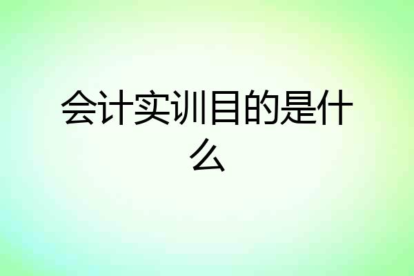会计实训目的是什么
