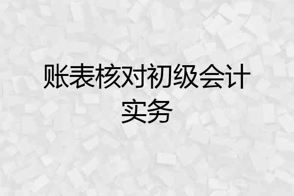 账表核对初级会计实务