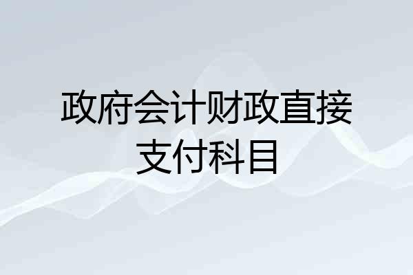 政府会计财政直接支付科目