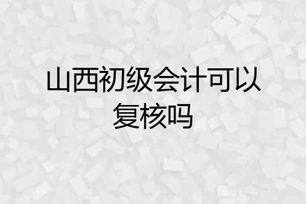 山西初级会计可以复核吗