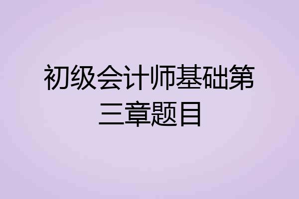 初级会计师基础第三章题目