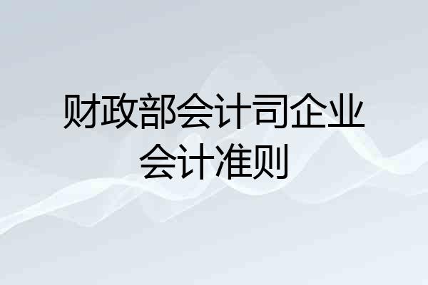 财政部会计司企业会计准则