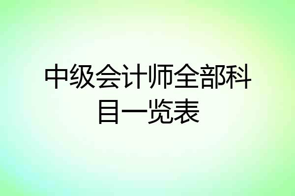 中级会计师全部科目一览表