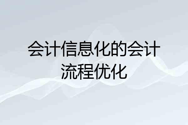 会计信息化的会计流程优化