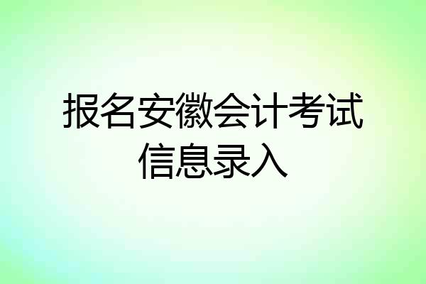报名安徽会计考试信息录入