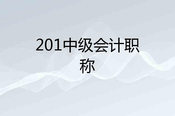 201中级会计职称