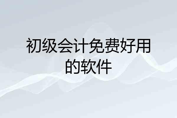 初级会计免费好用的软件