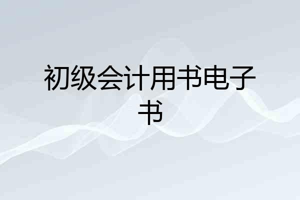 初级会计用书电子书