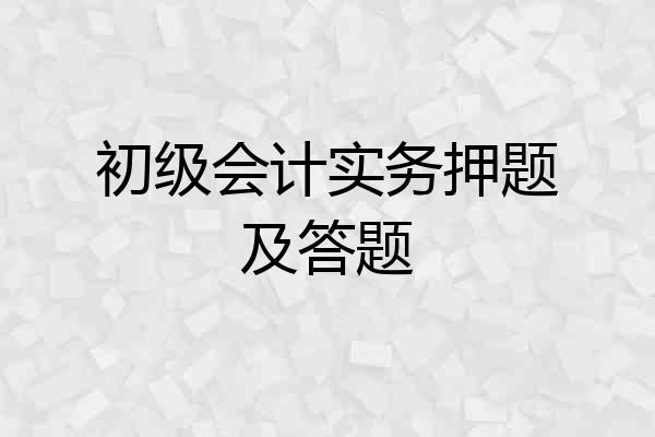初级会计实务押题及答题