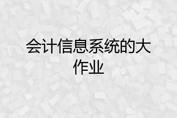 会计信息系统的大作业