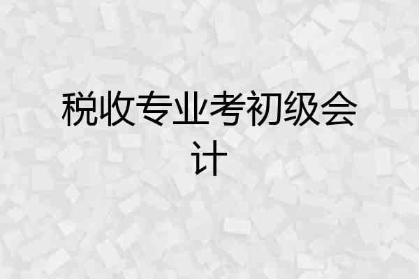税收专业考初级会计