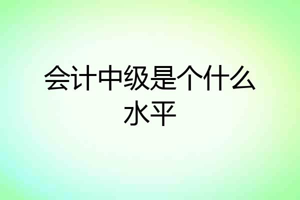会计中级是个什么水平