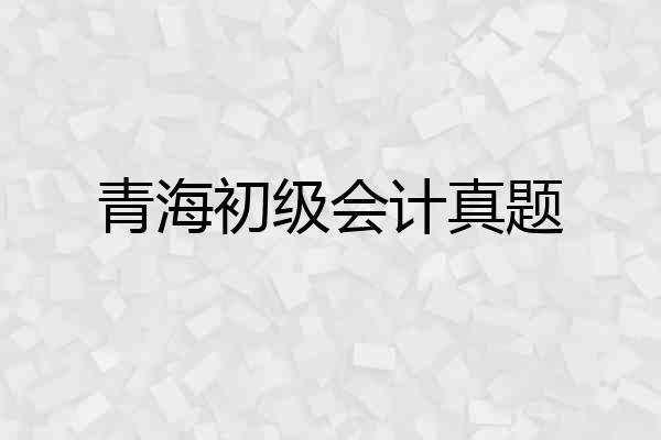 青海初级会计真题