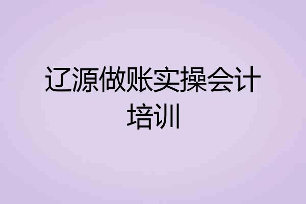 辽源做账实操会计培训