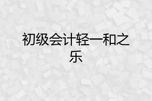 初级会计轻一和之乐