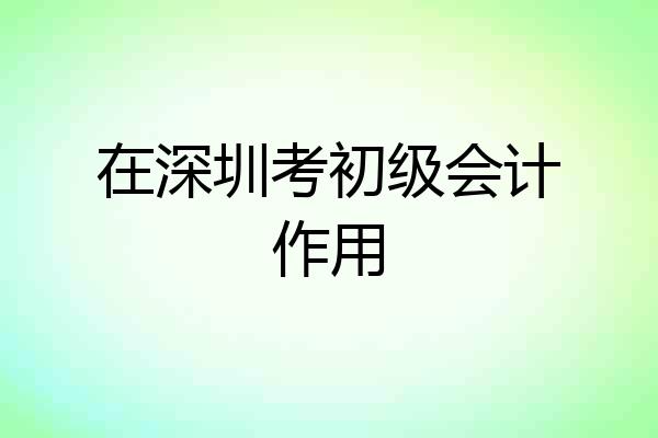 在深圳考初级会计作用