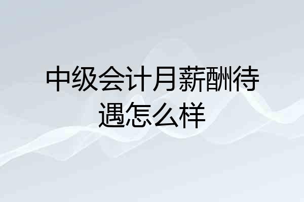 中级会计月薪酬待遇怎么样